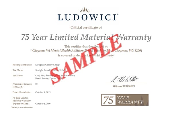 Ludowici 75-Year Warranty